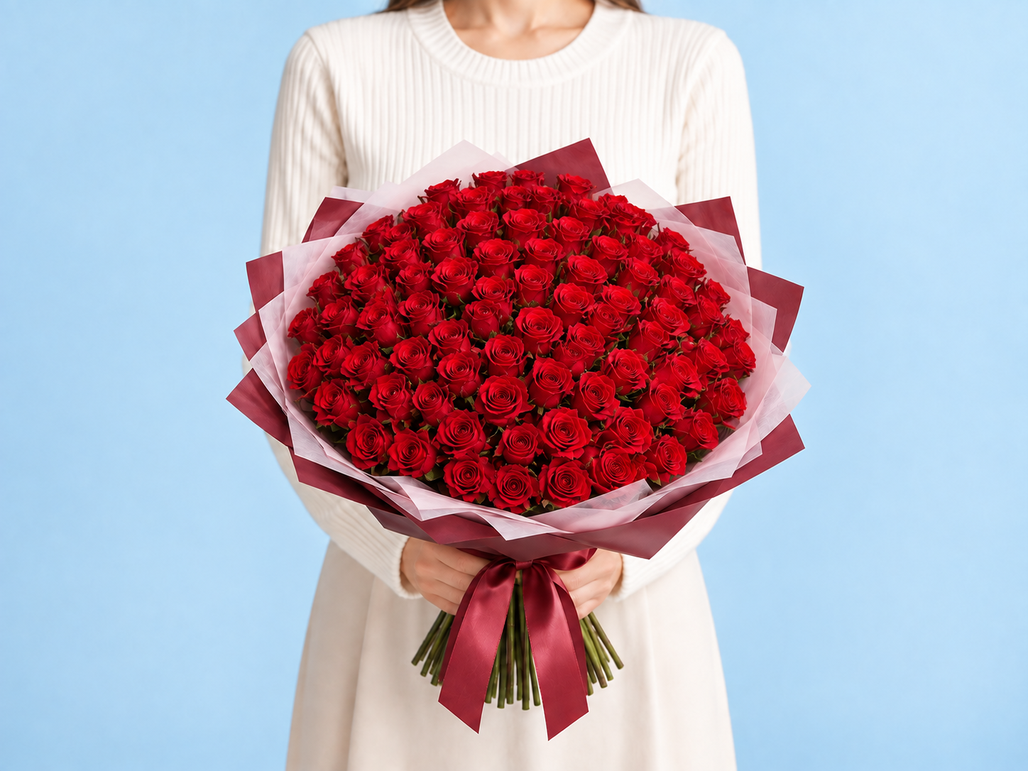 An upcoming Club drop of 100 red roses
